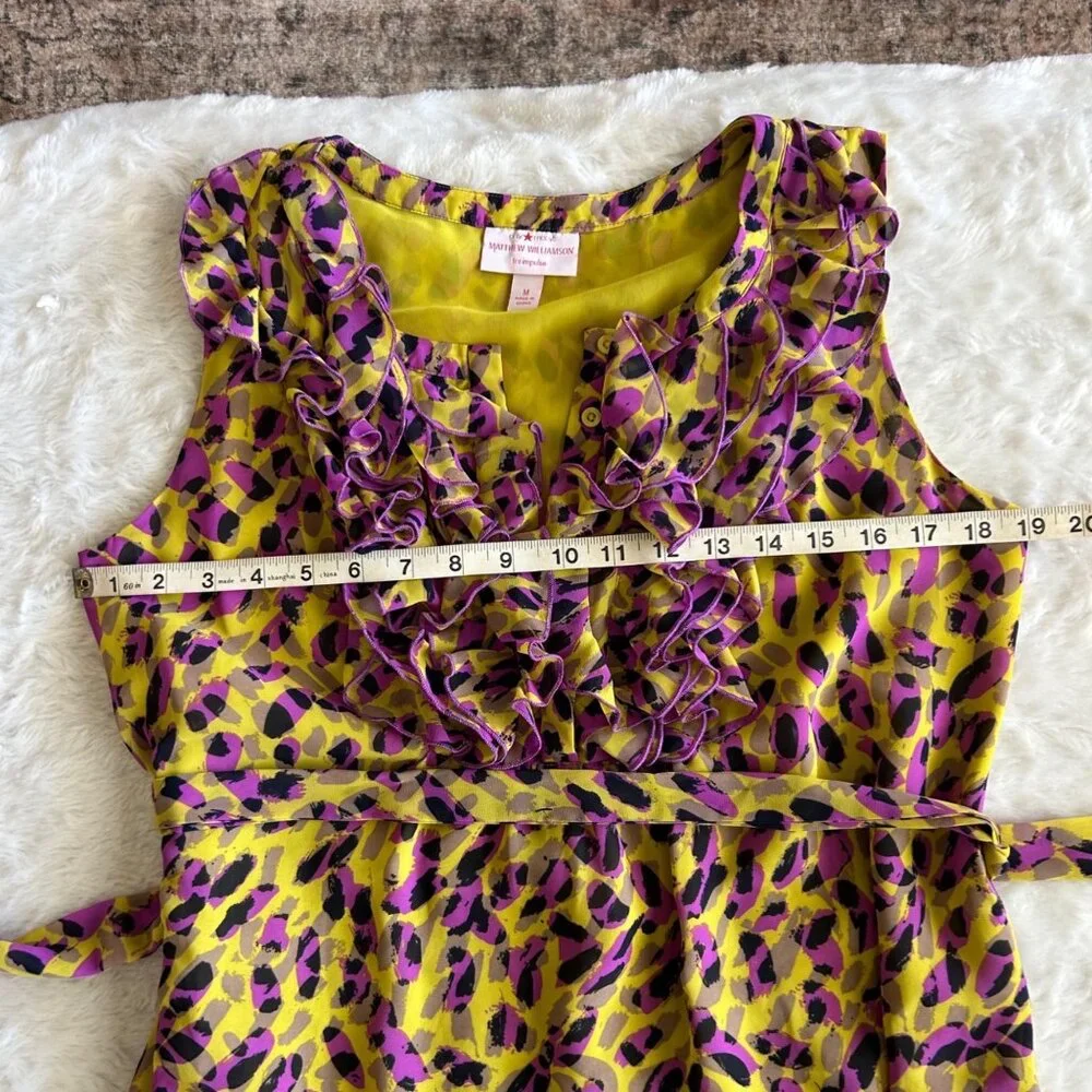 Y2K 2000's Funky Leopard Print Ruffle Dress Medium